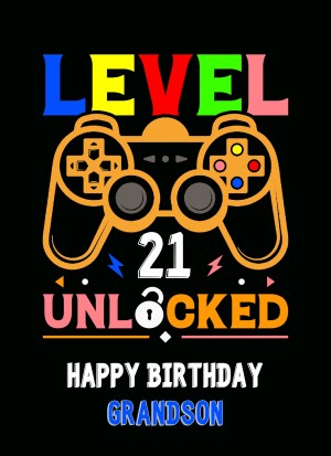 Grandson 21st Birthday Card (Gamer, Design 4)