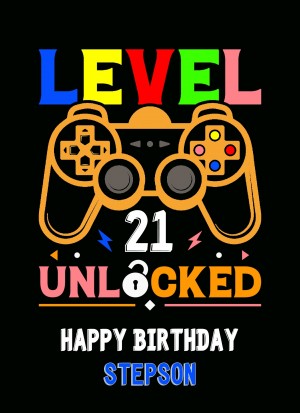 Stepson 21st Birthday Card (Gamer, Design 4)