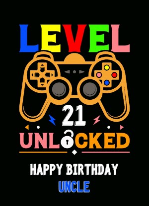 Uncle 21st Birthday Card (Gamer, Design 4)