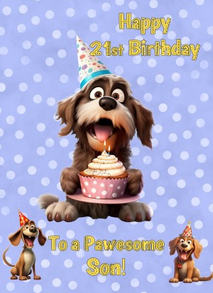 Son 21st Birthday Card (Funny Dog Humour)