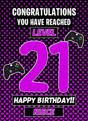 Niece 21st Birthday Card (Level Up Gamer)