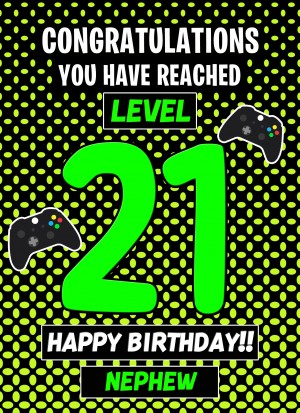 Nephew 21st Birthday Card (Level Up Gamer)