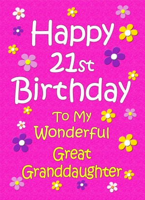 Great Granddaughter 21st Birthday Card (Pink)
