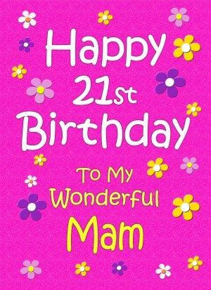 Mam 21st Birthday Card (Pink)