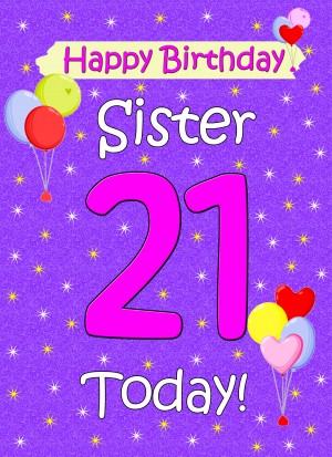Sister 21st Birthday Card (Lilac)