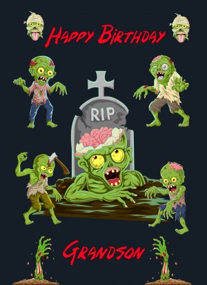 Zombie Birthday Card for Grandson