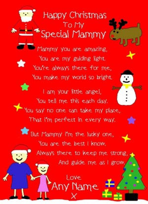Personalised 'from The Kids' Christmas Verse Poem Greeting Card (Special Mammy, from Daughter)