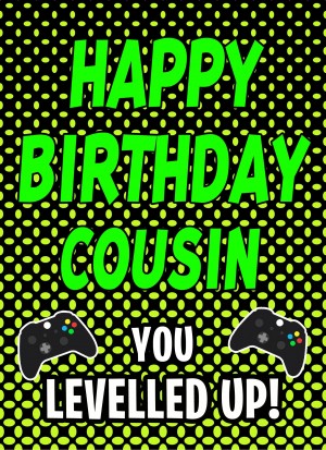 Gamer Birthday Card For Cousin (Levelled Up)