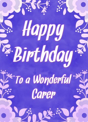 Birthday Card For Wonderful Carer (Purple Border)