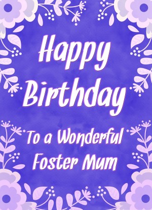 Birthday Card For Wonderful Foster Mum (Purple Border)