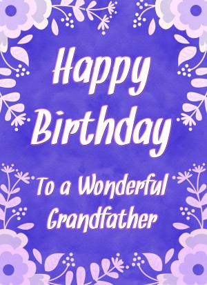 Birthday Card For Wonderful Grandfather (Purple Border)