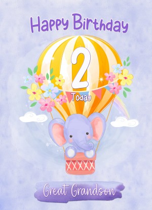 Kids 2nd Birthday Card for Great Grandson (Elephant)
