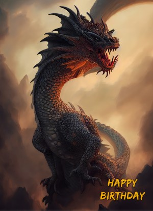 Fantasy Dragon Birthday Card (Brown)
