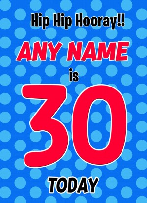 Personalised 30 Today Birthday Card (Blue)