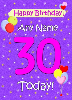 Personalised 30th Birthday Card (Lilac)