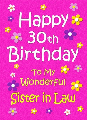 Sister in Law 30th Birthday Card (Pink)