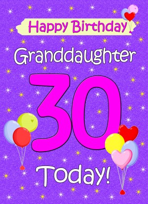 Granddaughter 30th Birthday Card (Lilac)
