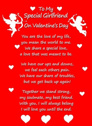 Valentines Day 'Special Girlfriend' Verse Poem Greeting Card