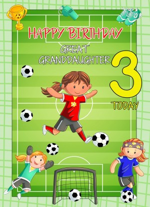 Kids 3rd Birthday Football Card for Great Granddaughter