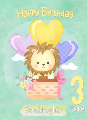 Kids 3rd Birthday Card for Granddaughter (Lion)