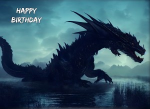 Fantasy Dragon Birthday Card (Lake)