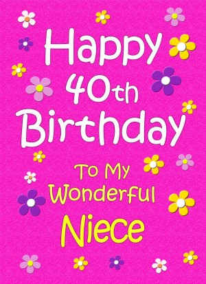 Niece 40th Birthday Card (Pink)