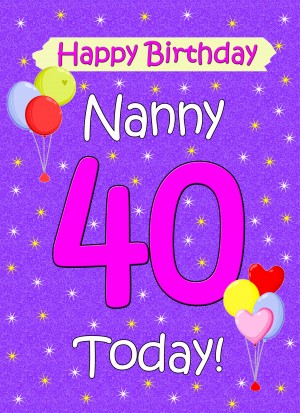 Nanny 40th Birthday Card (Lilac)