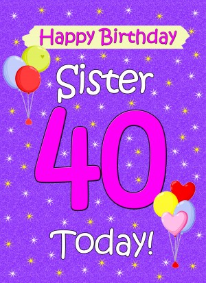 Sister 40th Birthday Card (Lilac)