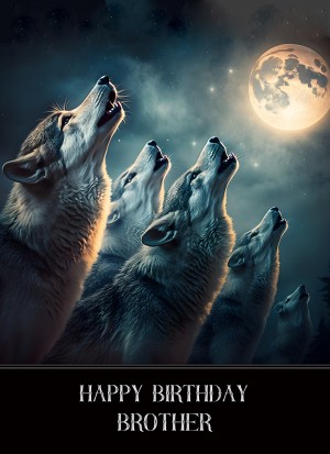 Wolf Fantasy Birthday Card for Brother