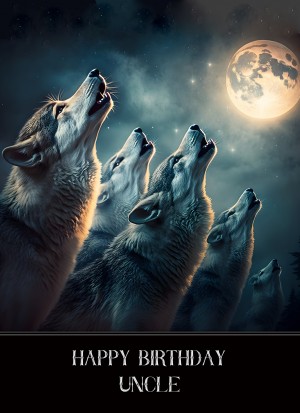 Wolf Fantasy Birthday Card for Uncle