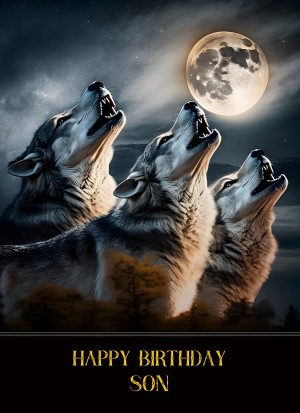 Wolf Fantasy Birthday Card for Son