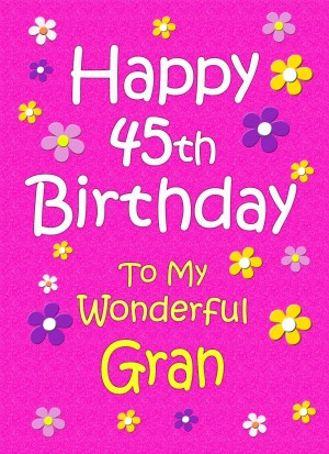 Gran 45th Birthday Card (Pink)