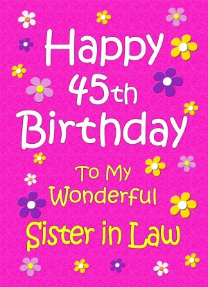 Sister in Law 45th Birthday Card (Pink)