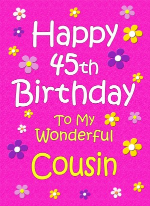 Cousin 45th Birthday Card (Pink)