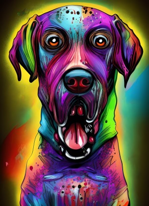 Zombie Labrador Dog Colourful Fantasy Art Blank Greeting Card