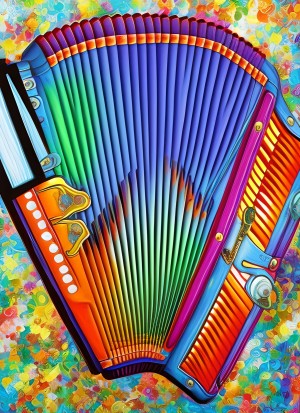 Accordion Instrument Colourful Art Blank Greeting Card