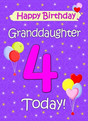 Granddaughter 4th Birthday Card (Lilac)