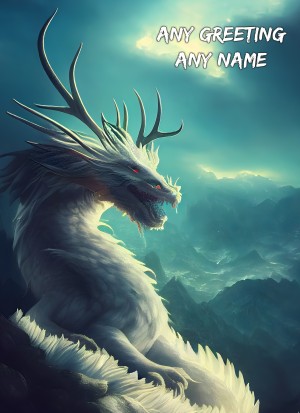 Personalised Fantasy Dragon Birthday Card (Blue)