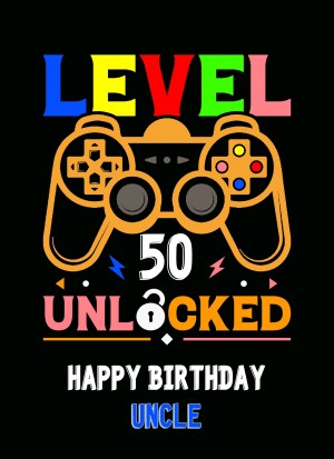 Uncle 50th Birthday Card (Gamer, Design 4)
