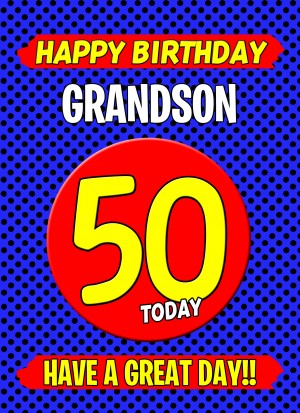 Grandson 50th Birthday Card (Blue)
