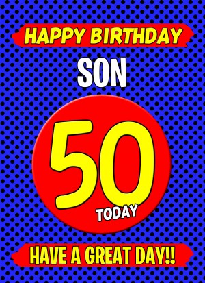Son 50th Birthday Card (Blue)