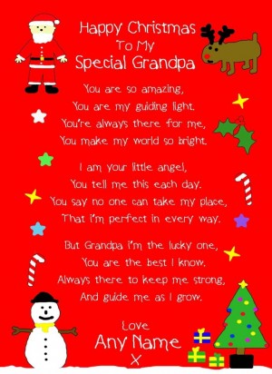 Personalised 'from The Grandkids' Christmas Verse Poem Greeting Card (Special Grandpa)