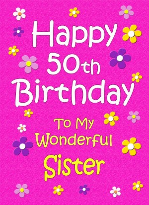 Sister 50th Birthday Card (Pink)