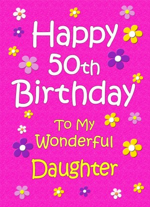 Daughter 50th Birthday Card (Pink)