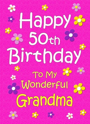 Grandma 50th Birthday Card (Pink)