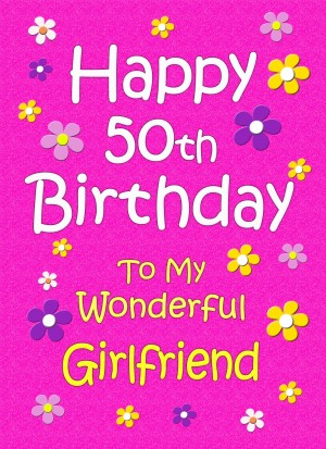 Girlfriend 50th Birthday Card (Pink)