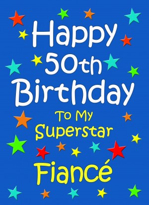 Fiance 50th Birthday Card (Blue)