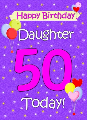 Daughter 50th Birthday Card (Lilac)