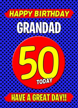 Grandad 50th Birthday Card (Blue)