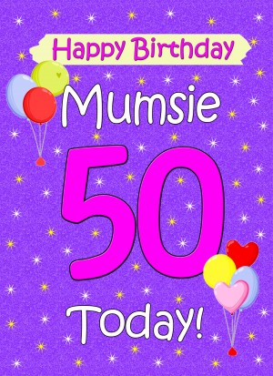 Mumsie 50th Birthday Card (Lilac)